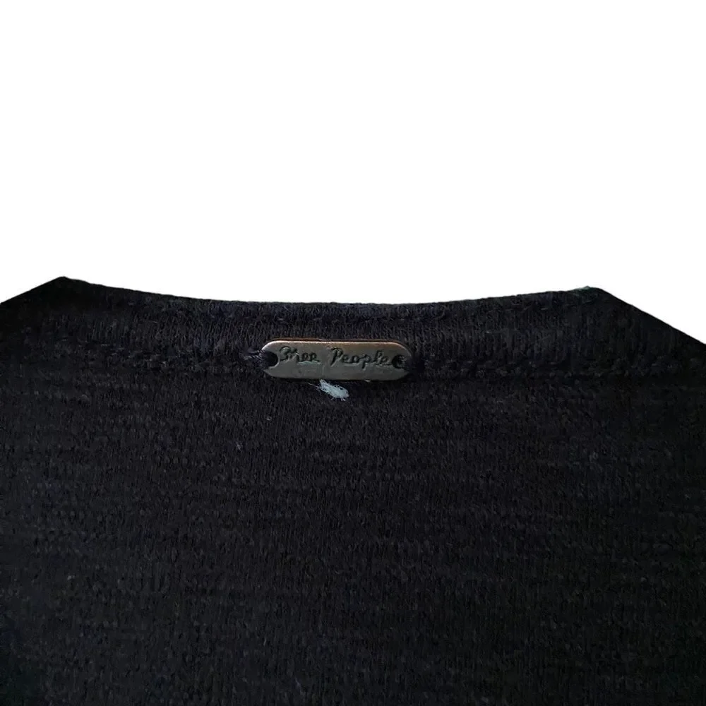 Free People Lucky Lace Up Black Long Sleeve Top in Size ***SEE MEASUREMENTS***